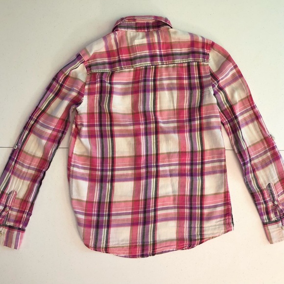 Aeropostale Girls Pink/Purple Plaid Shirt Size M - Picture 2 of 7